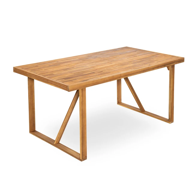 Alt view image 2 of 7 - 67 Inch Outdoor Dining Table, Patio and Garden Gatherings Teak Finish, Teak, Acacia Wood