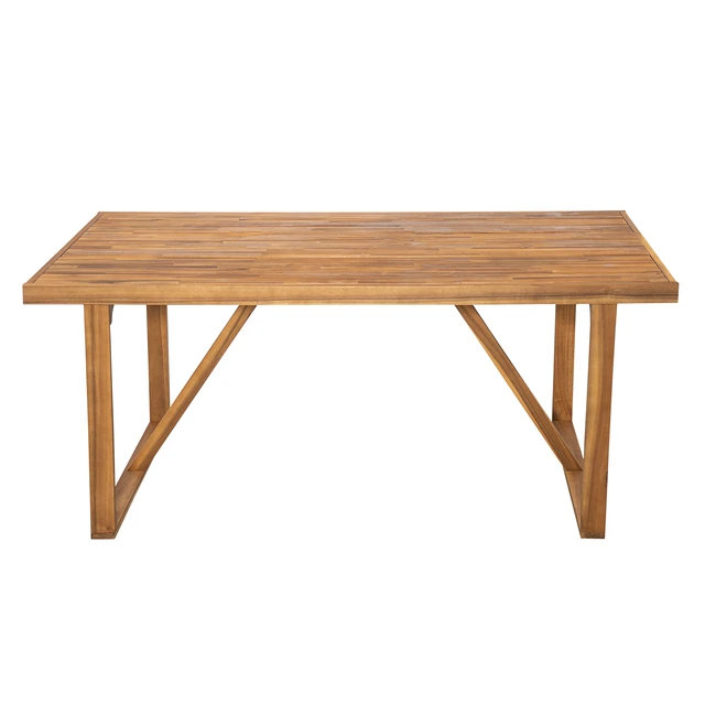 Alt view image 3 of 7 - 67 Inch Outdoor Dining Table, Patio and Garden Gatherings Teak Finish, Teak, Acacia Wood