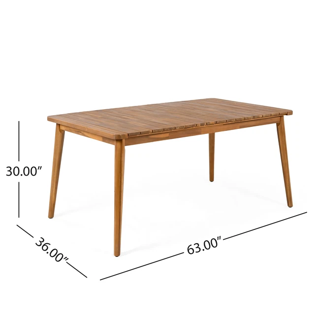 Alt view image 2 of 7 - Dining Table 6 Person Outdoor Table, Furniture for Patio Garden Weight Capacity 63 Inch l, Teak, Acacia Wood