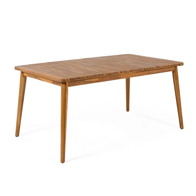 Alt view image 4 of 7 - Dining Table 6 Person Outdoor Table, Furniture for Patio Garden Weight Capacity 63 Inch l, Teak, Acacia Wood