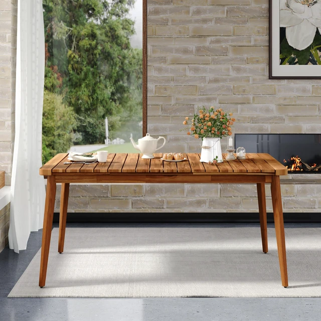 Main image of Dining Table 6 Person Outdoor Table, Furniture for Patio Garden Weight Capacity 63 Inch l, Teak, Acacia Wood