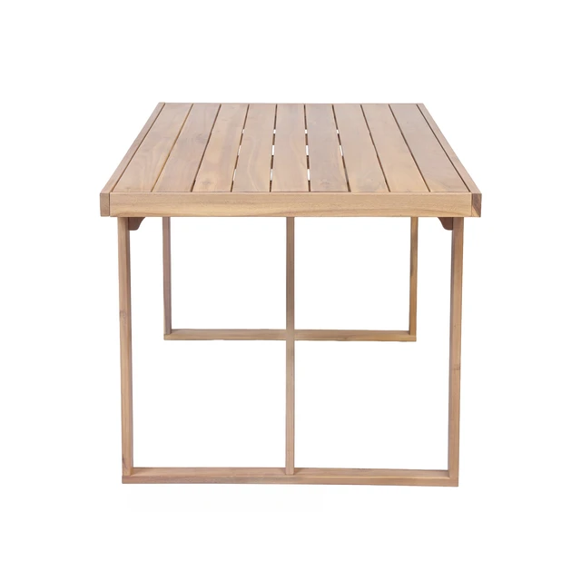 Alt view image 6 of 7 - 67 Inch Outdoor Dining Table, Patio and Garden Gatherings, Light White, Acacia Wood