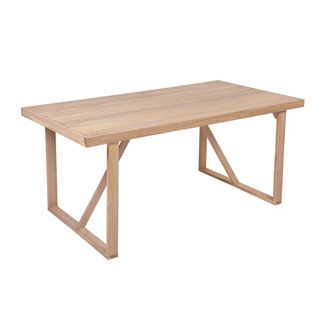 Alt view image 4 of 7 - 67 Inch Outdoor Dining Table, Patio and Garden Gatherings, Light White, Acacia Wood