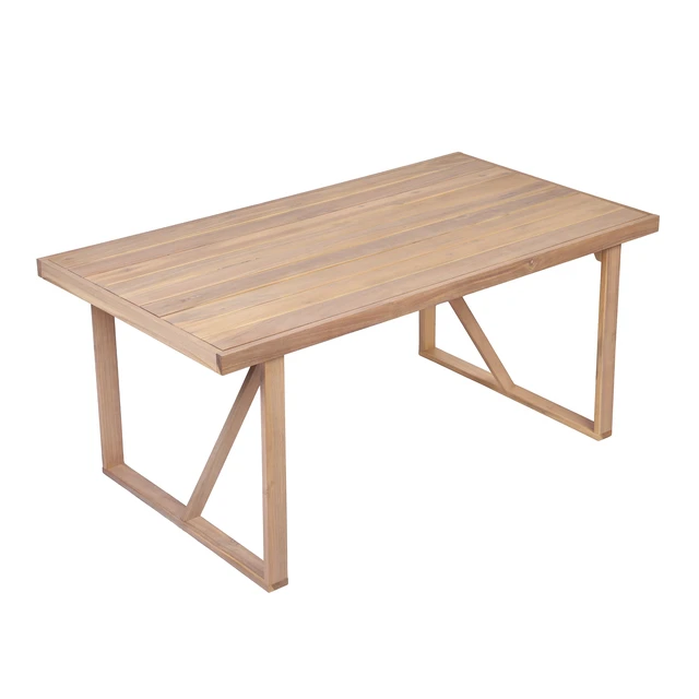 Alt view image 5 of 7 - 67 Inch Outdoor Dining Table, Patio and Garden Gatherings, Light White, Acacia Wood
