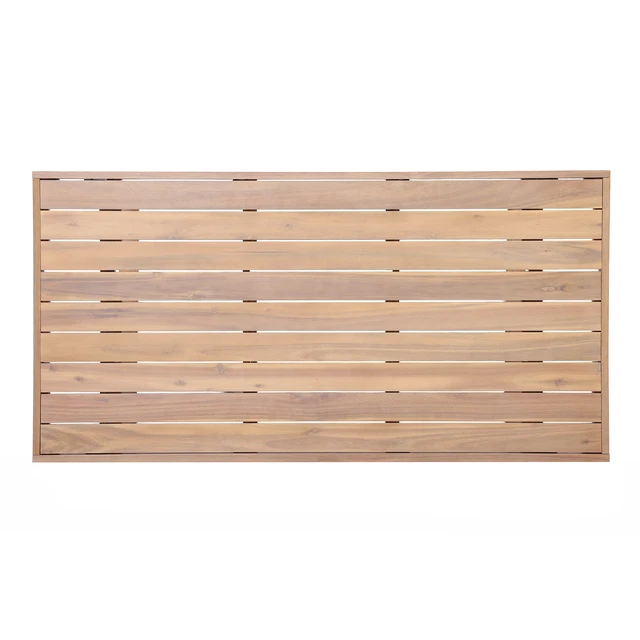 Alt view image 7 of 7 - 67 Inch Outdoor Dining Table, Patio and Garden Gatherings, Light White, Acacia Wood