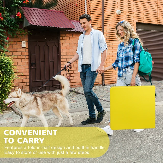 Alt view image 5 of 7 - 4 ft Portable Folding Table Indoor and Outdoor Maximum Weight Foldable Table for Camping, Yellow, Iron and Plastic