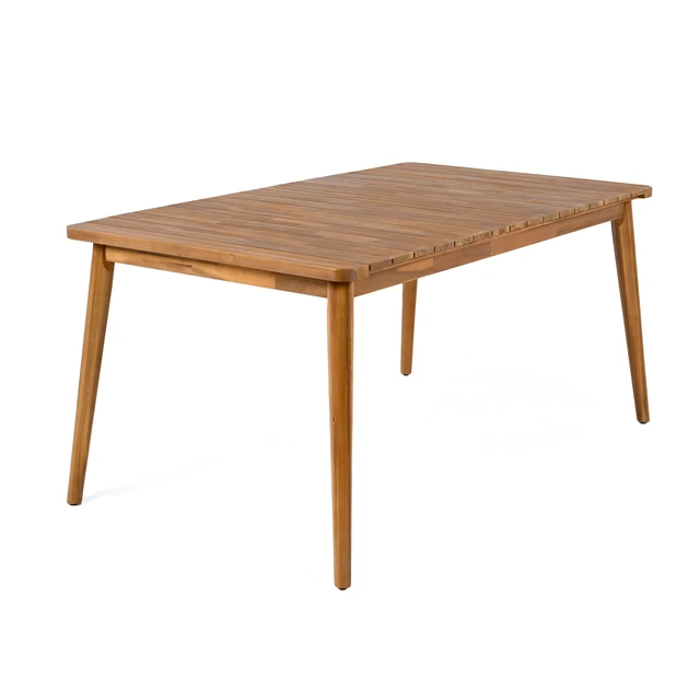 Alt view image 7 of 7 - Dining Table 6 Person Outdoor Table, Furniture for Patio Garden Weight Capacity 63 Inch l, Teak, Acacia Wood