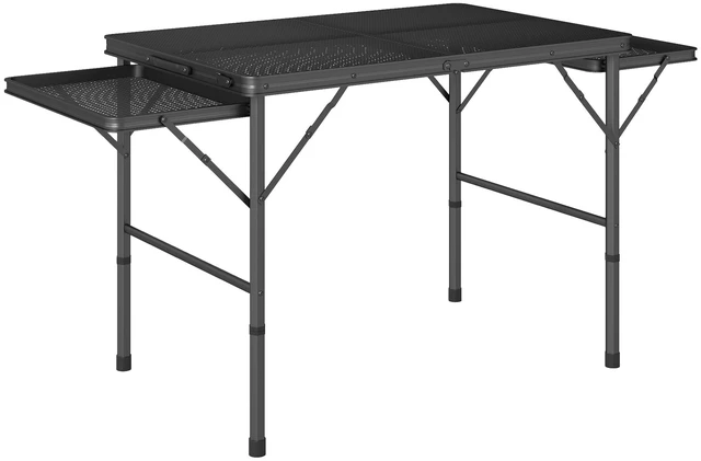 Main image of Folding Grill Table, 4.5 ft Portable Camping Table with Wing Panels Height Adjustable Metal Outdoor for Picnic Bbq