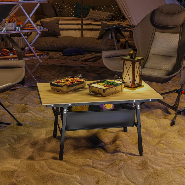 Alt view image 4 of 7 - 3 ft Portable Camping Table with Storage Bag, Adjustable Height Aluminum Small Folding Table Lightweight Picnic