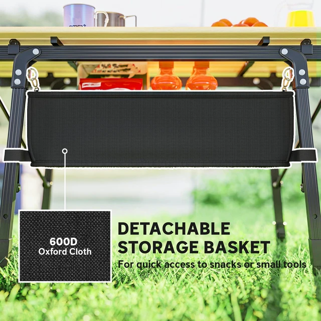Alt view image 7 of 7 - 3 ft Portable Camping Table with Storage Bag, Adjustable Height Aluminum Small Folding Table Lightweight Picnic