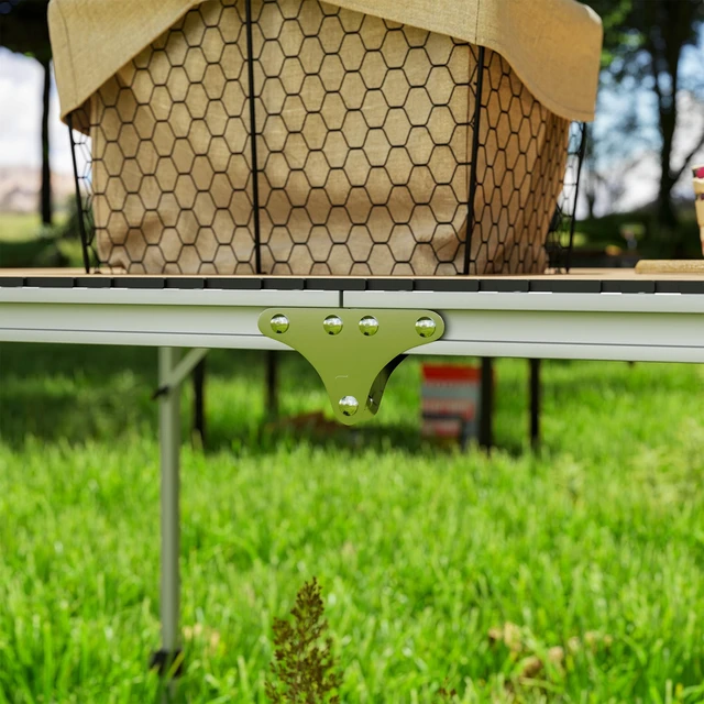 Alt view image 3 of 7 - Folding Camping Table, Adjustable Height Aluminum Table Portable Camping for Picnic Beach Bbq, Brown, Wood and Glass