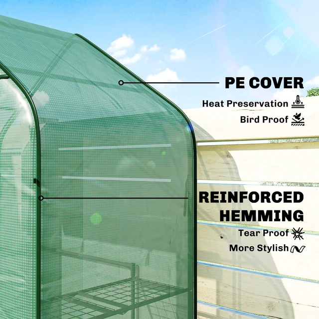 Alt view image 4 of 7 - 4.7 2.3 Small Greenhouse, 3 Tiers 6 Shelves Portable Greenhouse with Resistant Cover Walk in with Roll Door, Grey