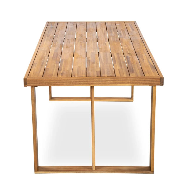 Alt view image 5 of 7 - 67 Inch Outdoor Dining Table, Patio and Garden Gatherings Teak Finish, Teak, Acacia Wood