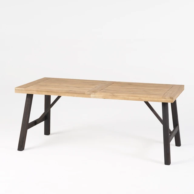 Alt view image 6 of 7 - Outdoor Dining Set with Benches and Dining Table 3 pcs, Grey Black, Acacia Wood, Patio Furniture Sets