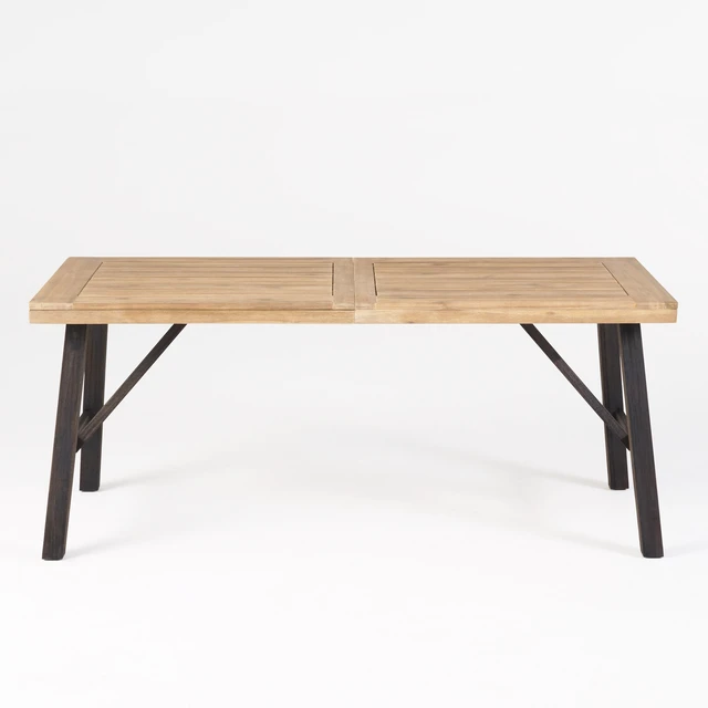 Alt view image 3 of 7 - Outdoor Dining Set with Benches and Dining Table 3 pcs, Grey Black, Acacia Wood, Patio Furniture Sets
