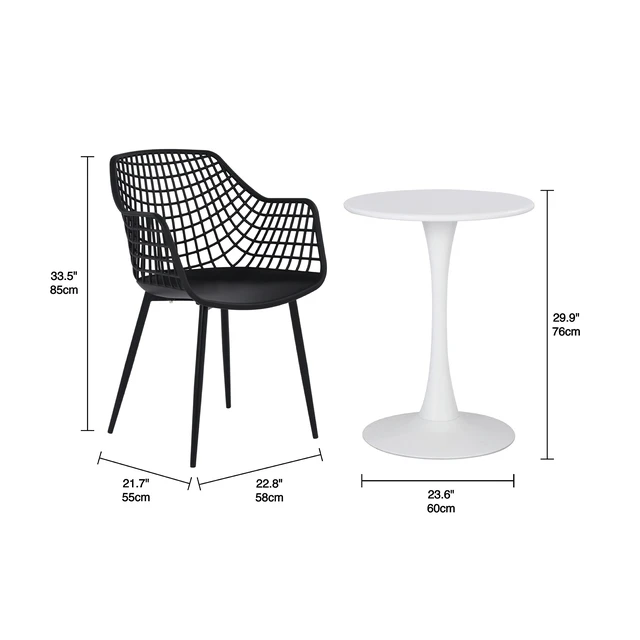 Alt view image 2 of 5 - Patio Bistro Set, Black, Plastic, Patio Furniture Sets