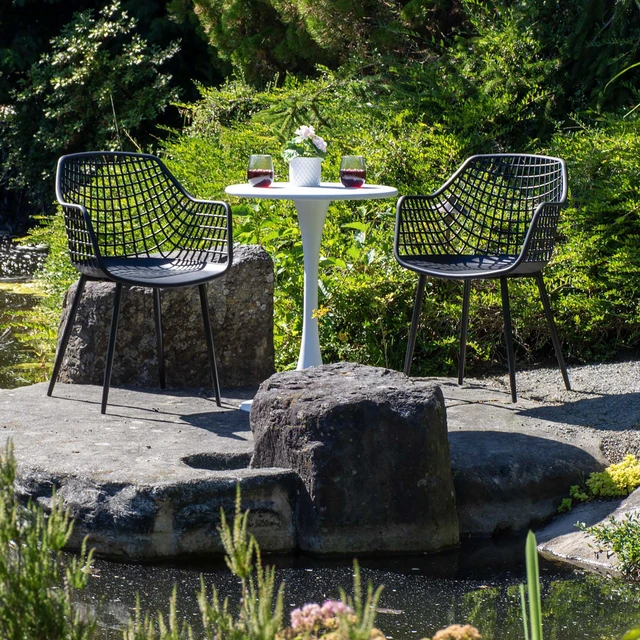 Alt view image 4 of 5 - Patio Bistro Set, Black, Plastic, Patio Furniture Sets