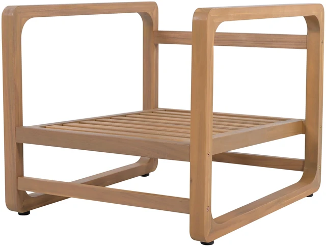 Alt view image 7 of 7 - Outdoor Set Club Chairs Slat Side Table, Acacia Wood, Patio Furniture Sets