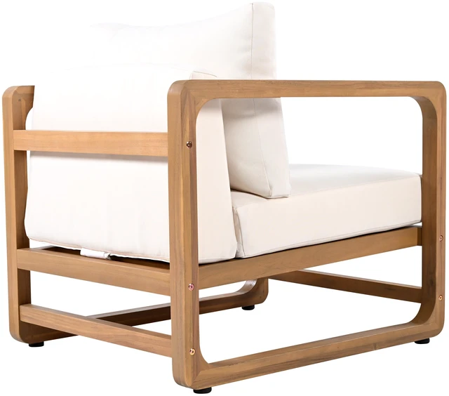Alt view image 3 of 7 - Outdoor Set Club Chairs Slat Side Table, Acacia Wood, Patio Furniture Sets