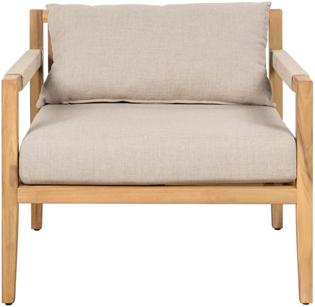 Alt view image 6 of 7 - Set Rope Chairs with Cross Stretcher Side Table, Acacia Wood, Patio Furniture Sets