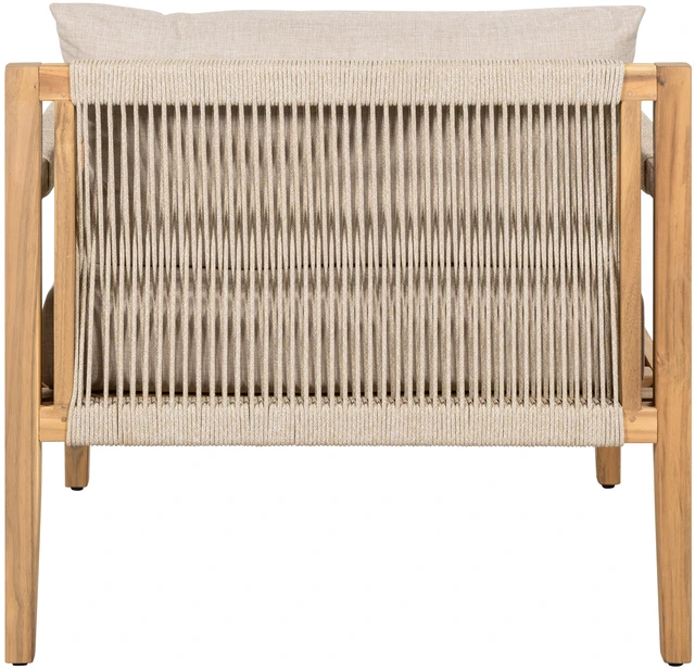 Alt view image 4 of 7 - Set Rope Chairs with Cross Stretcher Side Table, Acacia Wood, Patio Furniture Sets