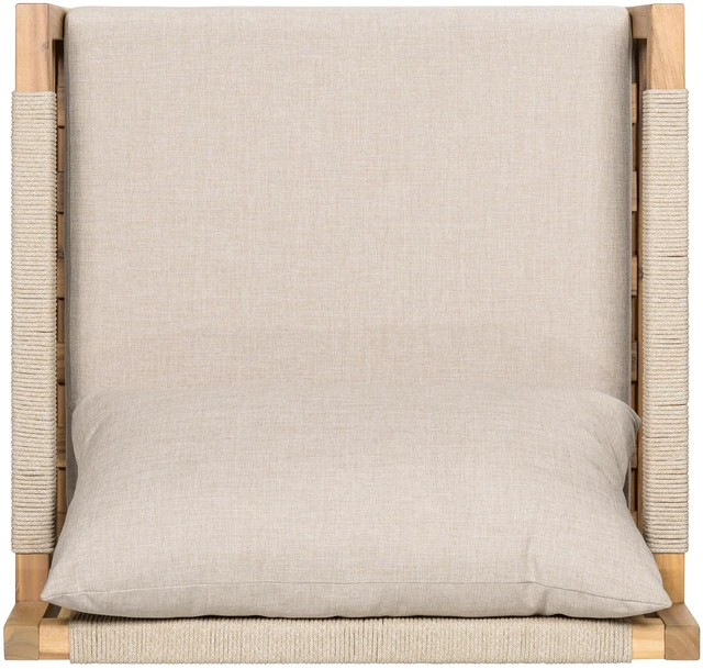 Alt view image 5 of 7 - Set Rope Chairs with Cross Stretcher Side Table, Acacia Wood, Patio Furniture Sets