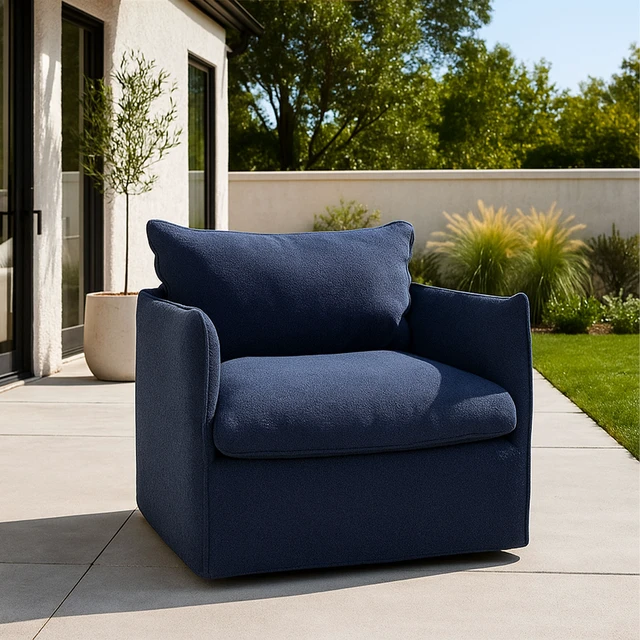 Alt view image 4 of 6 - Arm Club Chair, Blue, Iron and Plastic, Patio Seating