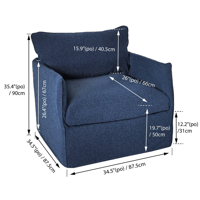 Alt view image 6 of 6 - Arm Club Chair, Blue, Iron and Plastic, Patio Seating