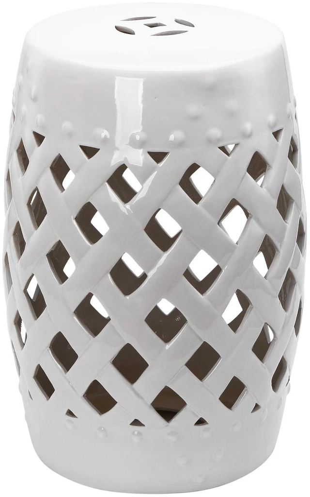 Main image of Inchx 18 Inch Ceramic Garden Stool with Woven Lattice Design and Glazed Materials Decorative End Table, White