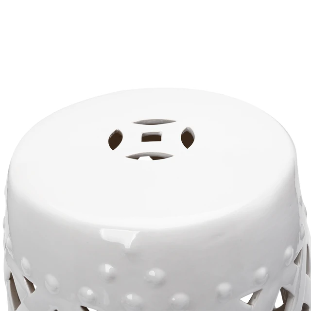 Alt view image 3 of 5 - Inchx 18 Inch Ceramic Garden Stool with Woven Lattice Design and Glazed Materials Decorative End Table, White