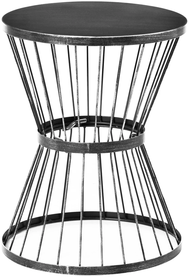 Main image of 16 Inch Steel Patio Side Table, Garden End Table with Hourglass Design Accent for Outdoor and Indoor Use, Black, Patio