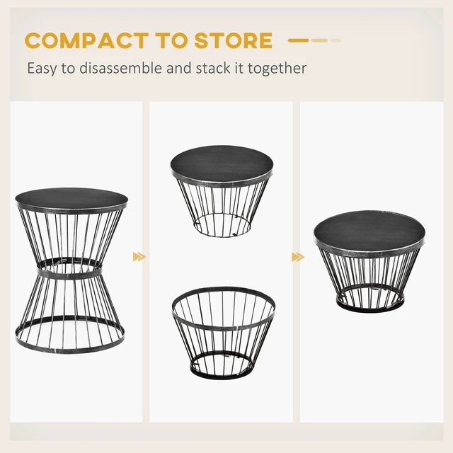 Alt view image 5 of 7 - 16 Inch Steel Patio Side Table, Garden End Table with Hourglass Design Accent for Outdoor and Indoor Use, Black, Patio