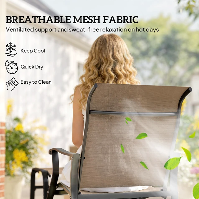 Alt view image 2 of 7 - Outdoor Glider Chair with Ottoman, Patio Glider Set with 24.4 Inch High Back 22 Inch Wide Seat 2 Piece Outdoor Lounge