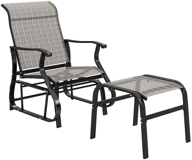 Main image of Outdoor Glider Chair with Ottoman, Patio Glider Set with 24.4 Inch High Back 22 Inch Wide Seat 2 Piece Outdoor Lounge