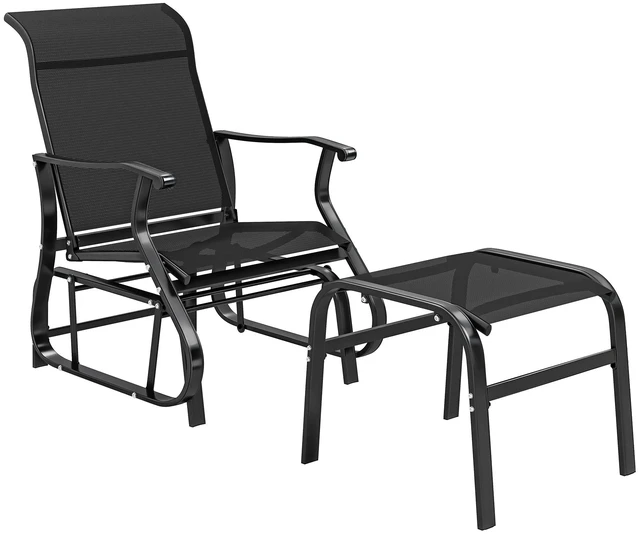 Main image of Outdoor Glider Chair with Ottoman, Patio Glider Set with 24.4 Inch High Back 22 Inch Wide Seat 2 Piece Outdoor Lounge