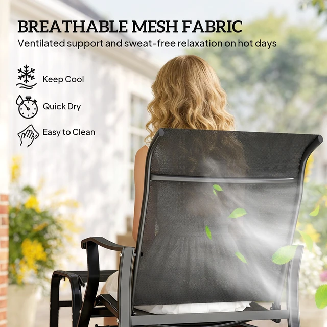 Alt view image 2 of 7 - Outdoor Glider Chair with Ottoman, Patio Glider Set with 24.4 Inch High Back 22 Inch Wide Seat 2 Piece Outdoor Lounge