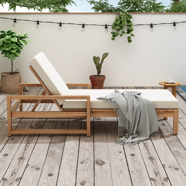 Alt view image 2 of 7 - Outdoor Lounge Chairs, Position Chaise Lounge Outdoor Patio Chaise with Cushion and Adjustable Backrest Pool Chairs