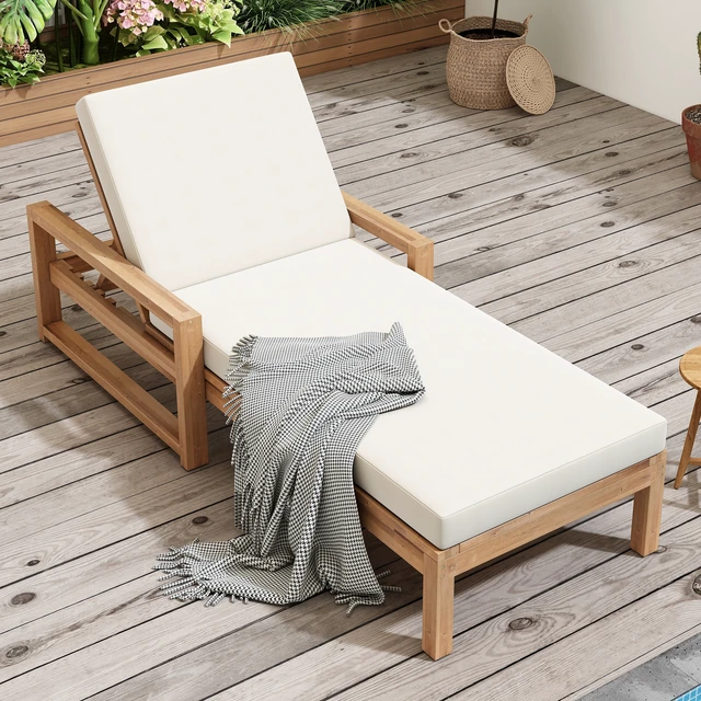 Alt view image 3 of 7 - Outdoor Lounge Chairs, Position Chaise Lounge Outdoor Patio Chaise with Cushion and Adjustable Backrest Pool Chairs