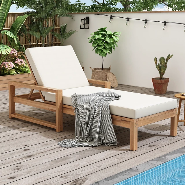 Main image of Outdoor Lounge Chairs, Position Chaise Lounge Outdoor Patio Chaise with Cushion and Adjustable Backrest Pool Chairs