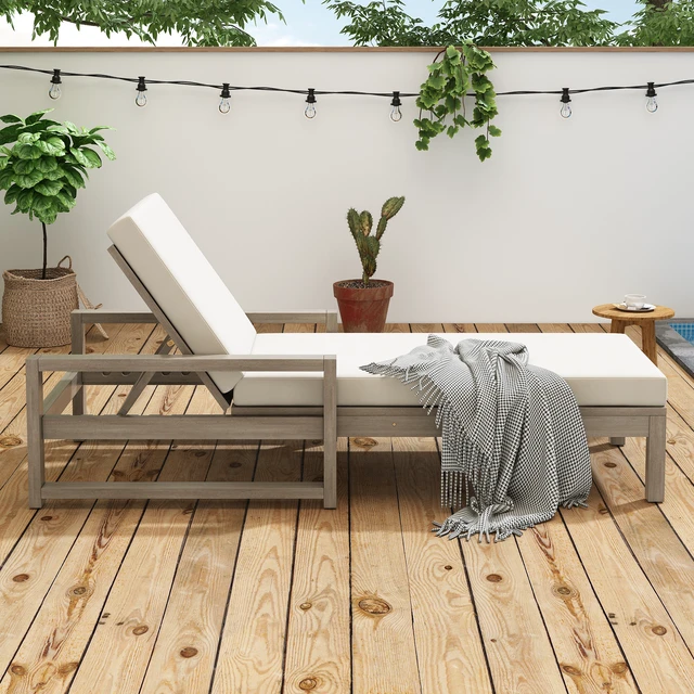 Alt view image 2 of 7 - Outdoor Lounge Chairs, Position Chaise Lounge Outdoor Patio Chaise with Cushion and Adjustable Backrest Pool Chairs