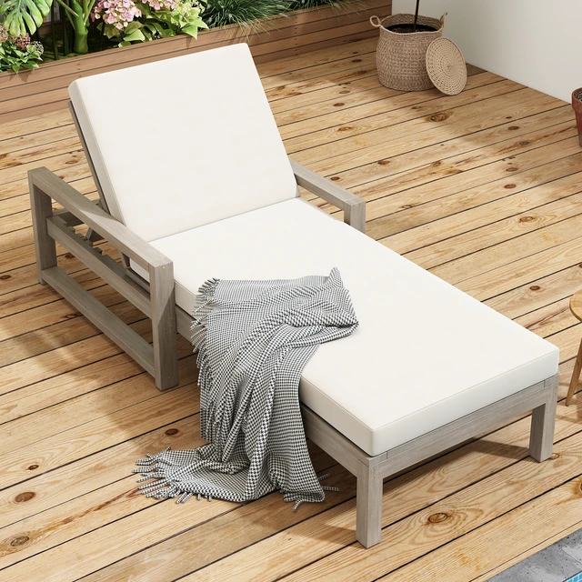 Alt view image 3 of 7 - Outdoor Lounge Chairs, Position Chaise Lounge Outdoor Patio Chaise with Cushion and Adjustable Backrest Pool Chairs