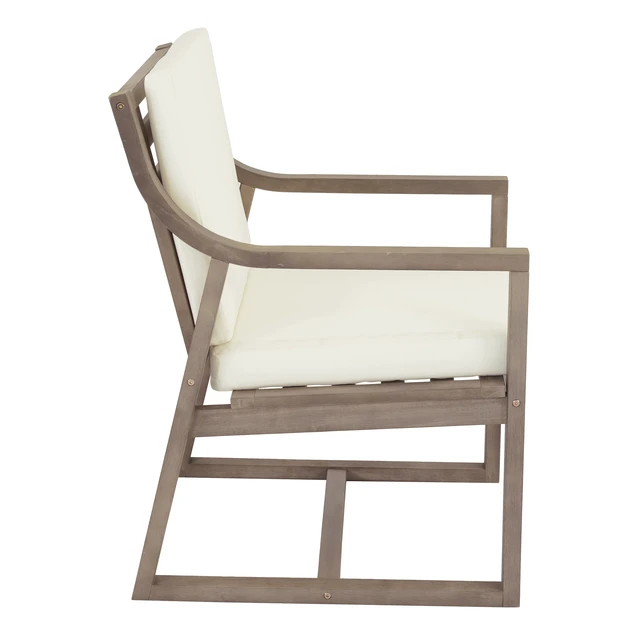 Alt view image 4 of 7 - Outdoor Chairs Set Chair Set Outdoor Furniture for Patio, Garden Beige Cushion, Brown, Acacia Wood and Polyester, Patio