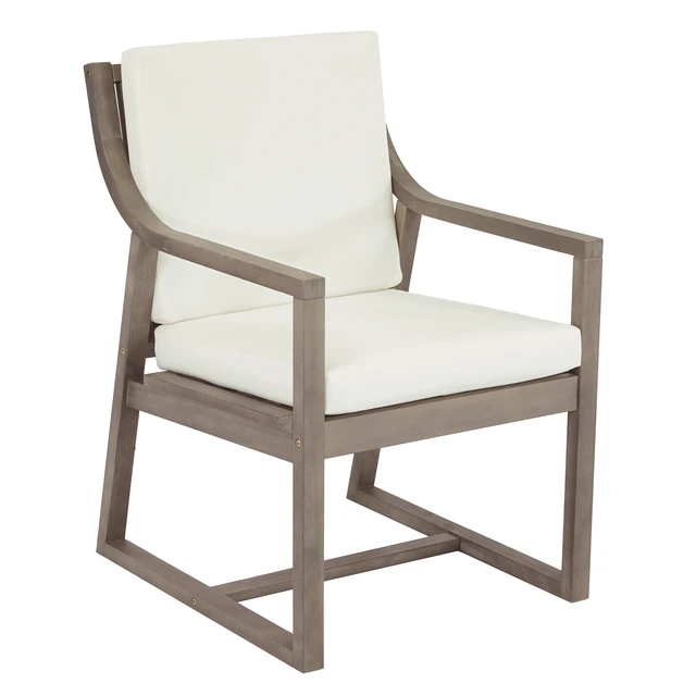 Alt view image 7 of 7 - Outdoor Chairs Set Chair Set Outdoor Furniture for Patio, Garden Beige Cushion, Brown, Acacia Wood and Polyester, Patio