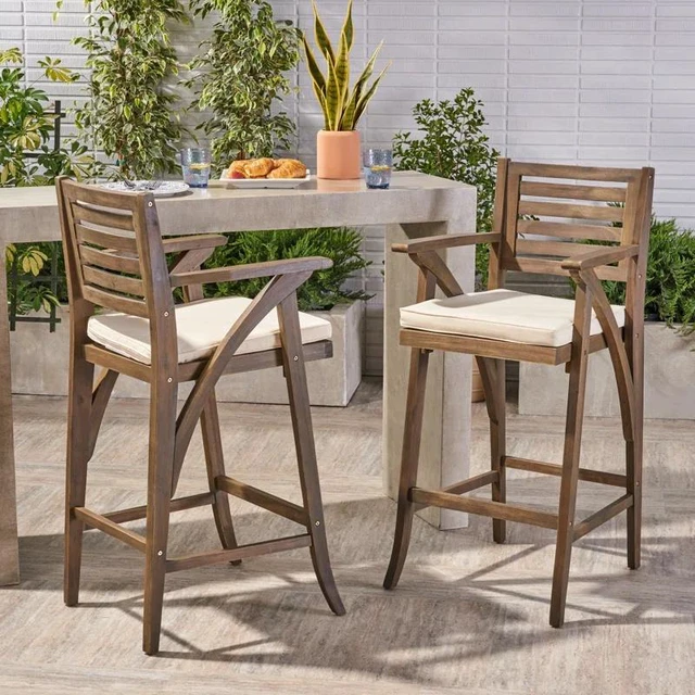 Main image of Barstool, Grey, Acacia Wood, Patio Seating