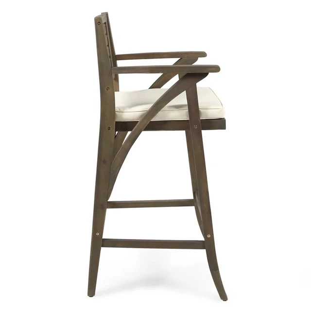 Alt view image 5 of 7 - Barstool, Grey, Acacia Wood, Patio Seating