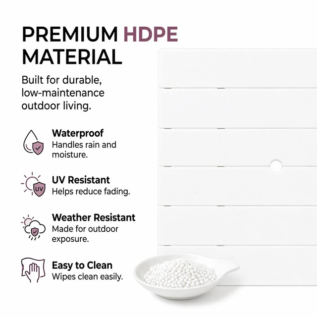 Alt view image 6 of 6 - HDPE 5 Piece Outdoor Patio Dining Set with Square Table, Umbrella Hole and Armchairs, White, Patio Furniture Sets