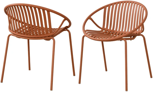 Main image of Patio Dining Chairs Stackable Chairs with Breathable Design Simple Art Set, Metal Legs Plastic Backrest, Orange, Metal