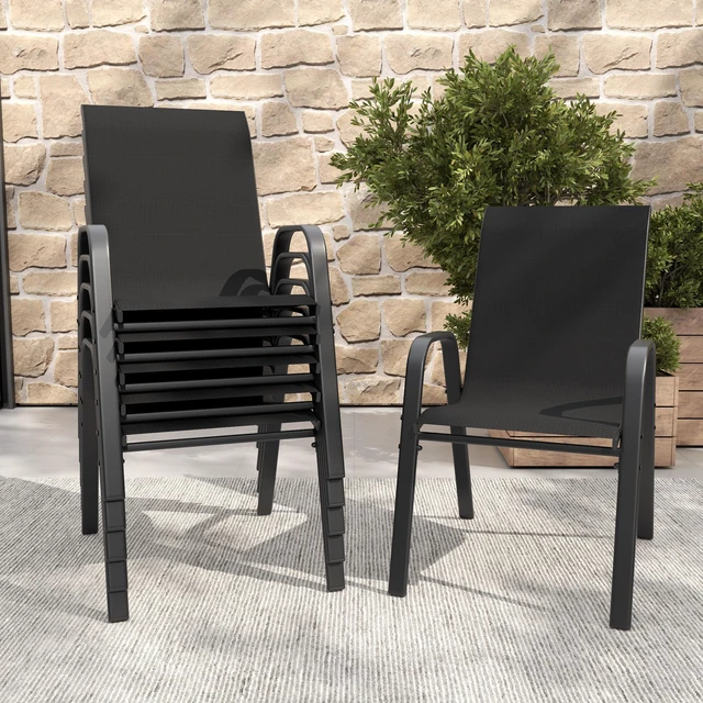 Alt view image 6 of 7 - 7 Piece Outdoor Patio Dining Set, Inchx 38 Inch Rectangular Wood Grain Metal Table Umbrella Hole Ergonomic Chairs 350