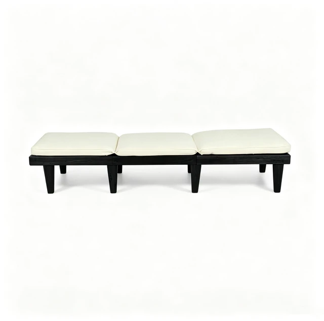 Alt view image 4 of 7 - Chaise Lounge Cushion, Black, Acacia Wood, Patio Seating