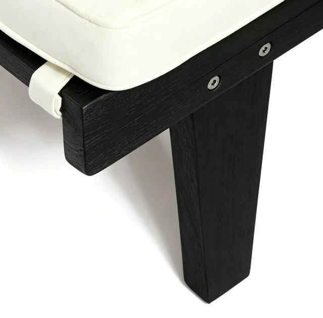 Alt view image 5 of 7 - Chaise Lounge Cushion, Black, Acacia Wood, Patio Seating